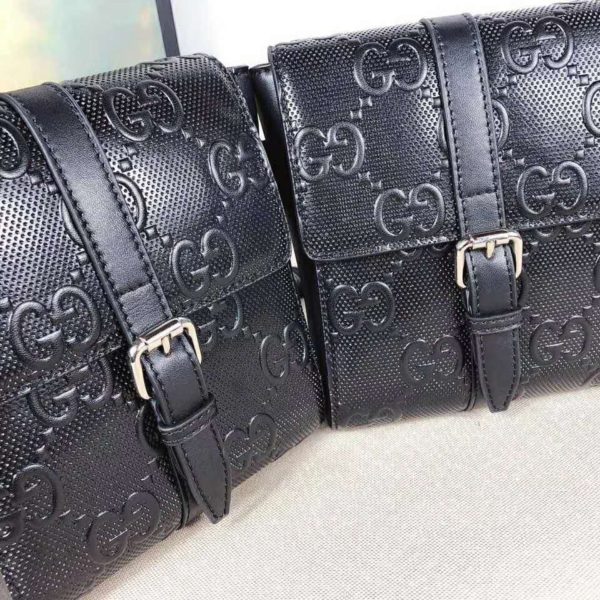Gucci Unisex GG Embossed Belt Bag Black GG Embossed Leather (6)