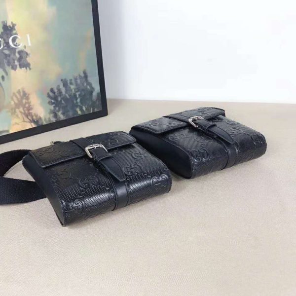 Gucci Unisex GG Embossed Belt Bag Black GG Embossed Leather (7)