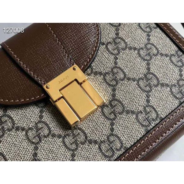 Gucci Unisex GG Mini Bag with Clasp Closure GG Supreme Canvas (9)