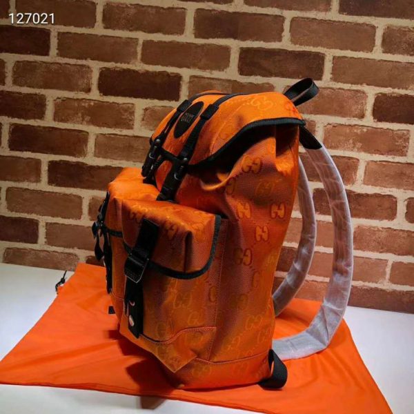 Gucci Unisex Gucci Off The Grid Backpack Orange GG Nylon (2)