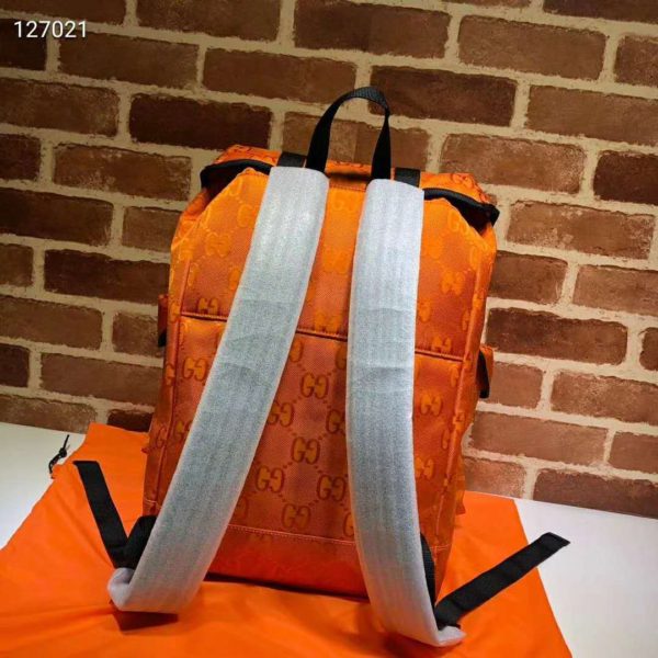 Gucci Unisex Gucci Off The Grid Backpack Orange GG Nylon (3)