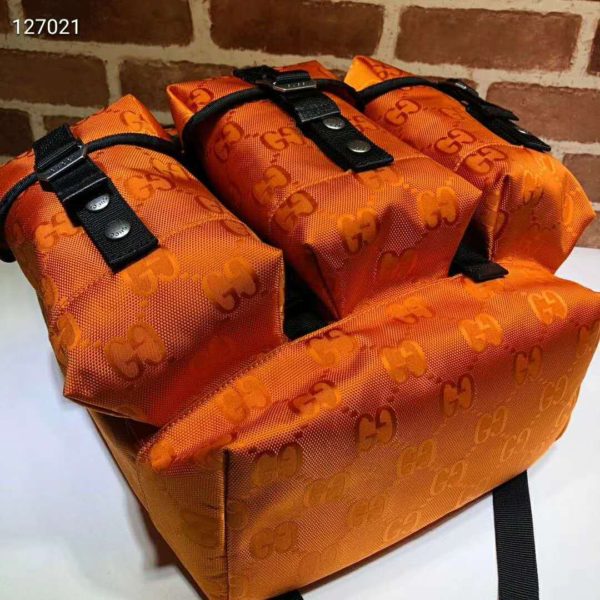 Gucci Unisex Gucci Off The Grid Backpack Orange GG Nylon (4)