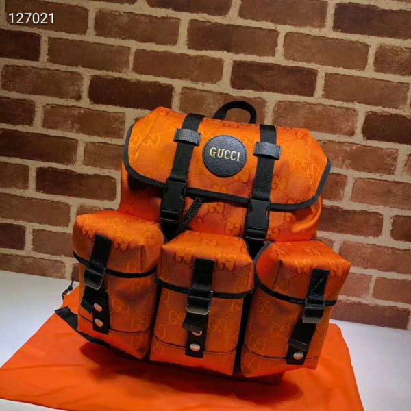 Gucci Unisex Gucci Off The Grid Backpack Orange GG Nylon