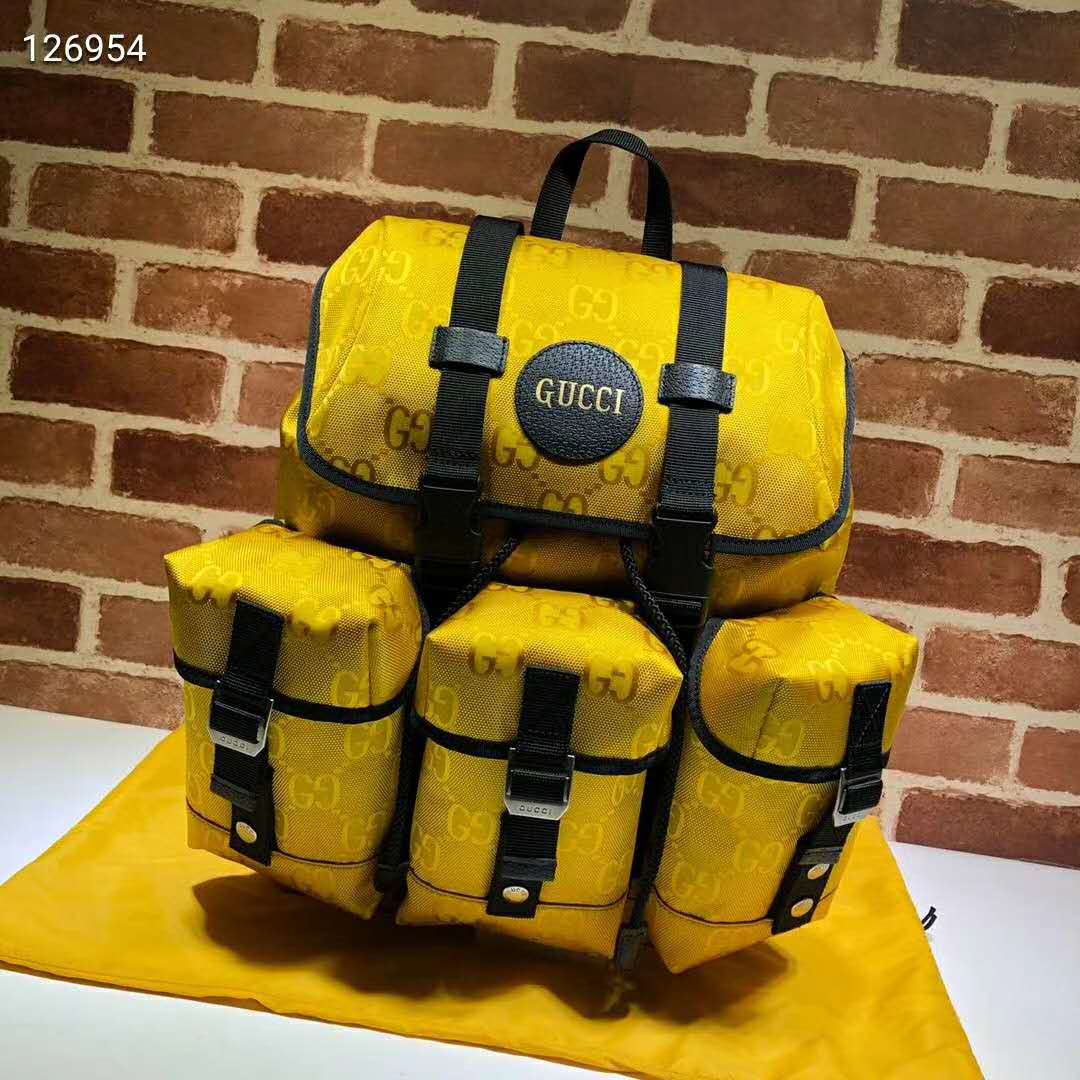 GUCCI Off The Grid GG Nylon Backpack Bag Yellow 626160