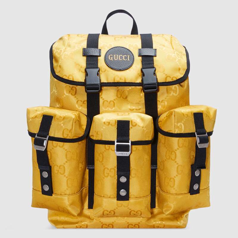 Gucci Unisex Gucci Off The Grid Backpack Yellow GG Nylon - LULUX