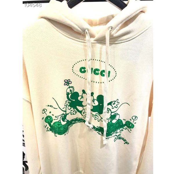 Gucci Women Disney x Gucci Hooded Sweatshirt White Felted Organic Cotton Jersey (1)