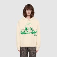 Gucci Women Disney x Gucci Hooded Sweatshirt White Felted Organic Cotton Jersey