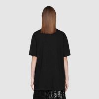 Gucci Women Gucci Boutique Print Oversize T-Shirt Black Cotton Jersey