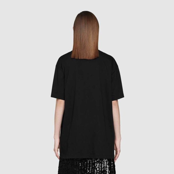 Gucci Women Gucci Boutique Print Oversize T-Shirt Black Cotton Jersey (2)