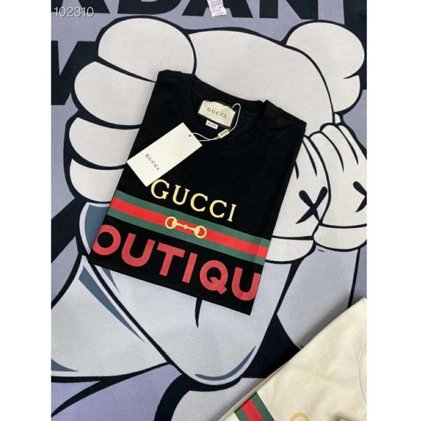 Gucci Women Gucci Boutique Print Oversize T-Shirt Black Cotton Jersey (5)