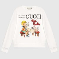 Gucci Women Gucci ‘Mad Cookies’ Print Sweatshirt Cotton Jersey Crewneck-White