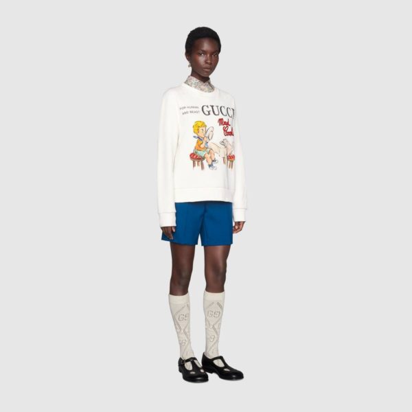 Gucci Women Gucci ‘Mad Cookies’ Print Sweatshirt Cotton Jersey Crewneck-White (3)