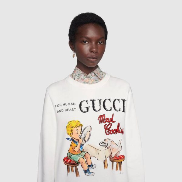 Gucci Women Gucci ‘Mad Cookies’ Print Sweatshirt Cotton Jersey Crewneck-White (6)