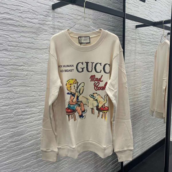 Gucci Women Gucci ‘Mad Cookies’ Print Sweatshirt Cotton Jersey Crewneck-White (7)