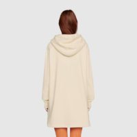 Gucci Women Hooded Dress with GG Apple Print White Organic Cotton Jersey