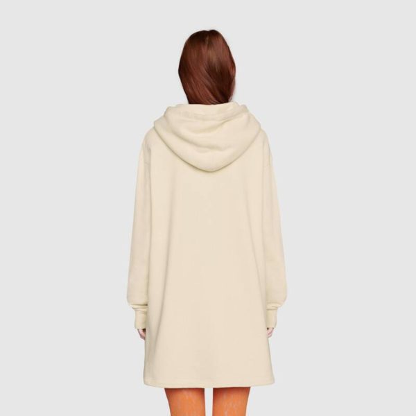 Gucci Women Hooded Dress with GG Apple Print White Organic Cotton Jersey (5)
