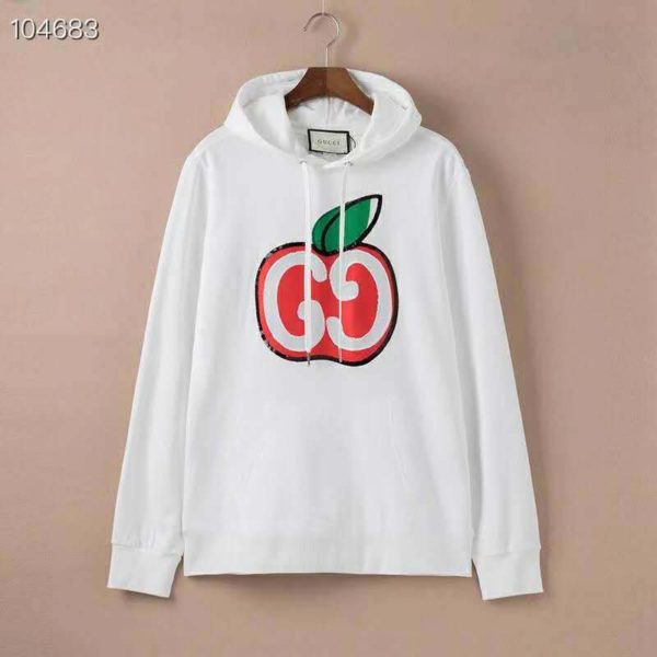 Gucci Women Hooded Dress with GG Apple Print White Organic Cotton Jersey (7)