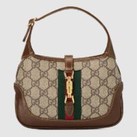 Gucci Women Jackie 1961 Mini Hobo Bag BeigeEbony GG Supreme Canvas