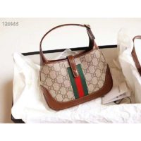 Gucci Women Jackie 1961 Mini Hobo Bag BeigeEbony GG Supreme Canvas