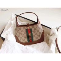 Gucci Women Jackie 1961 Mini Hobo Bag BeigeEbony GG Supreme Canvas