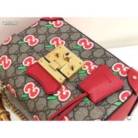 Gucci Women Padlock Small Bamboo Shoulder Bag GG Apple Print