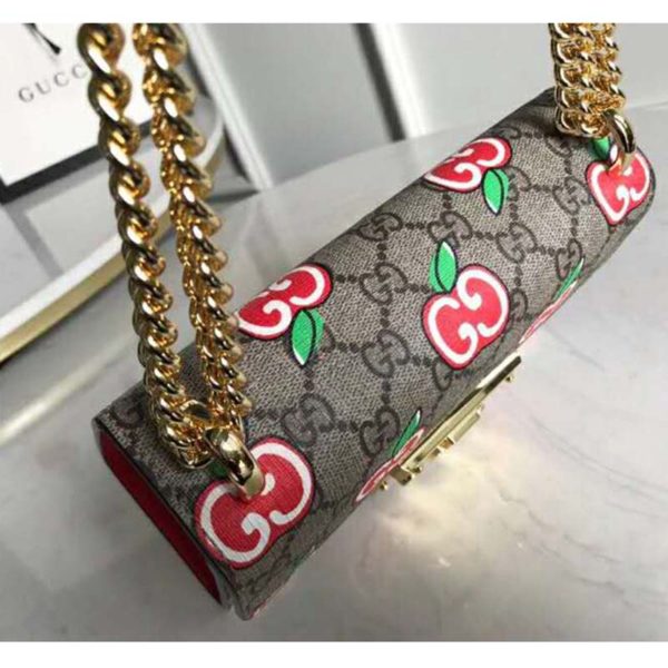 Gucci Women Padlock Small Shoulder Bag GG Apple Print GG Supreme Canvas (2)
