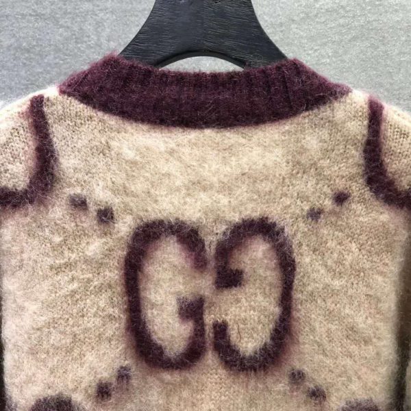 Gucci Women Reversible GG Mohair Wool Cardigan Brushed GG Jacquard Blend (1)