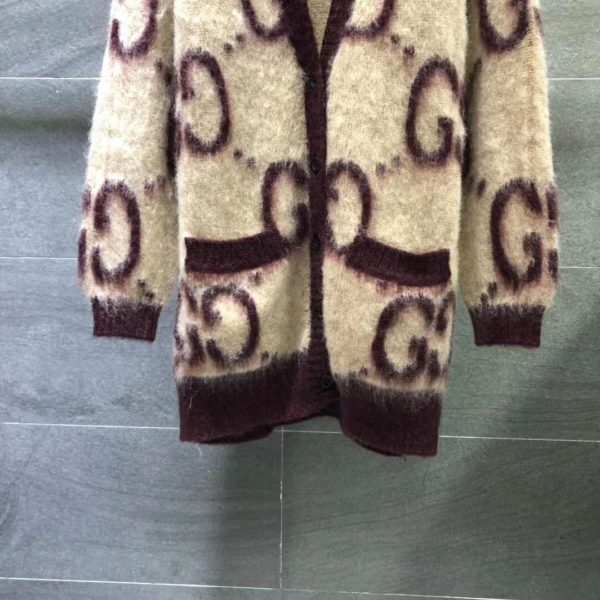 Gucci Women Reversible GG Mohair Wool Cardigan Brushed GG Jacquard Blend (10)