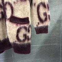 Gucci Women Reversible GG Mohair Wool Cardigan Brushed GG Jacquard Blend