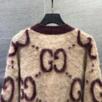 Gucci Women Reversible GG Mohair Wool Cardigan Brushed GG Jacquard Blend