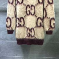 Gucci Women Reversible GG Mohair Wool Cardigan Brushed GG Jacquard Blend