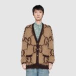 Gucci Women Reversible GG Mohair Wool Cardigan Brushed GG Jacquard Blend - Image 12