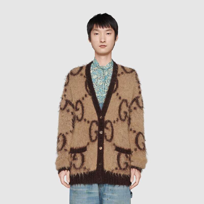 Gucci GG Monogram Reversible Mohair Cardigan For Sale at 1stDibs