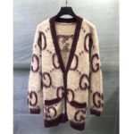 Gucci Women Reversible GG Mohair Wool Cardigan Brushed GG Jacquard Blend - Image 2