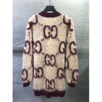 Gucci Women Reversible GG Mohair Wool Cardigan Brushed GG Jacquard Blend