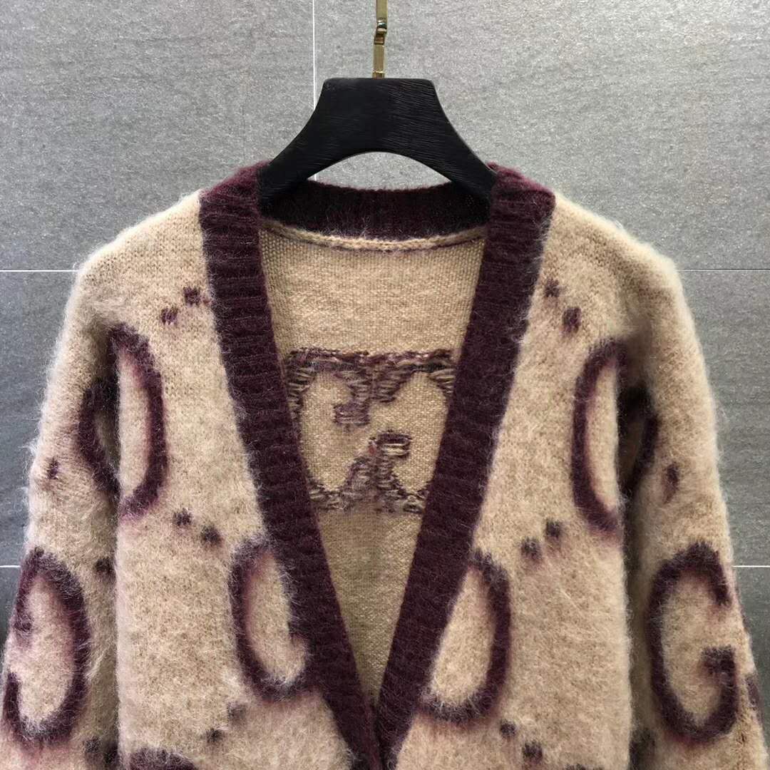 GG Reversible Mohair Blend Cardigan in Beige - Gucci