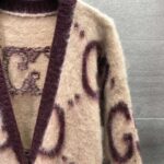 Gucci Women Reversible GG Mohair Wool Cardigan Brushed GG Jacquard Blend - Image 9
