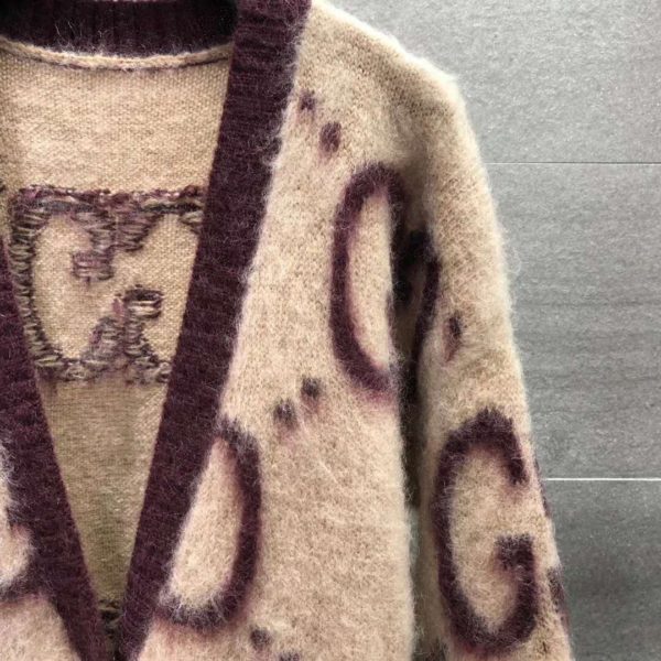 Gucci Women Reversible GG Mohair Wool Cardigan Brushed GG Jacquard Blend (9)