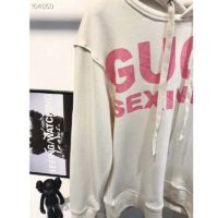 Gucci Women Sexiness Print Sweatshirt Washed Off-White Light Felted Cotton Jersey