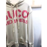 Gucci Women Sexiness Print Sweatshirt Washed Off-White Light Felted Cotton Jersey