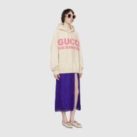 Gucci Women Sexiness Print Sweatshirt Washed Off-White Light Felted Cotton Jersey