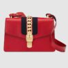 Gucci Women Sylvie Small Shoulder Bag Web Hibiscus Red Leather