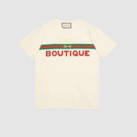 Gucci Women’s Gucci Boutique Print T-Shirt Off-White Cotton Jersey