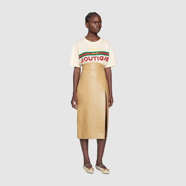 Gucci Women’s Gucci Boutique Print T-Shirt Off-White Cotton Jersey (3)