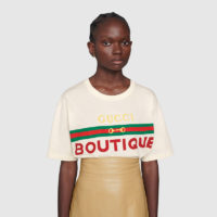 Gucci Women’s Gucci Boutique Print T-Shirt Off-White Cotton Jersey