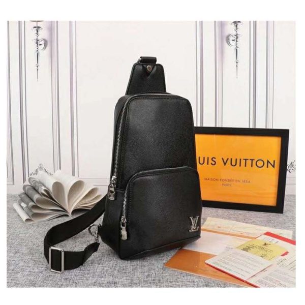 Louis Vuitton LV Men Avenue Sling Bag Taiga Leather-Black (4)
