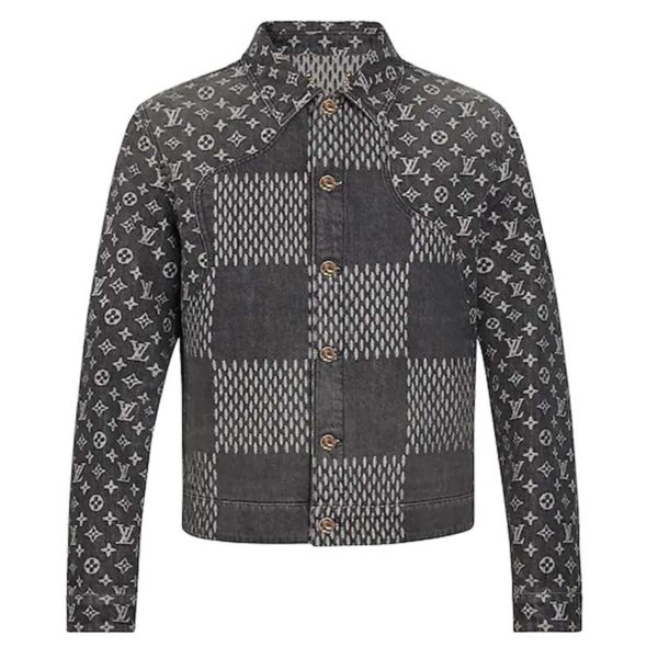 Louis Vuitton LV Men Giant Damier Waves Monogram Denim Jacket - LULUX