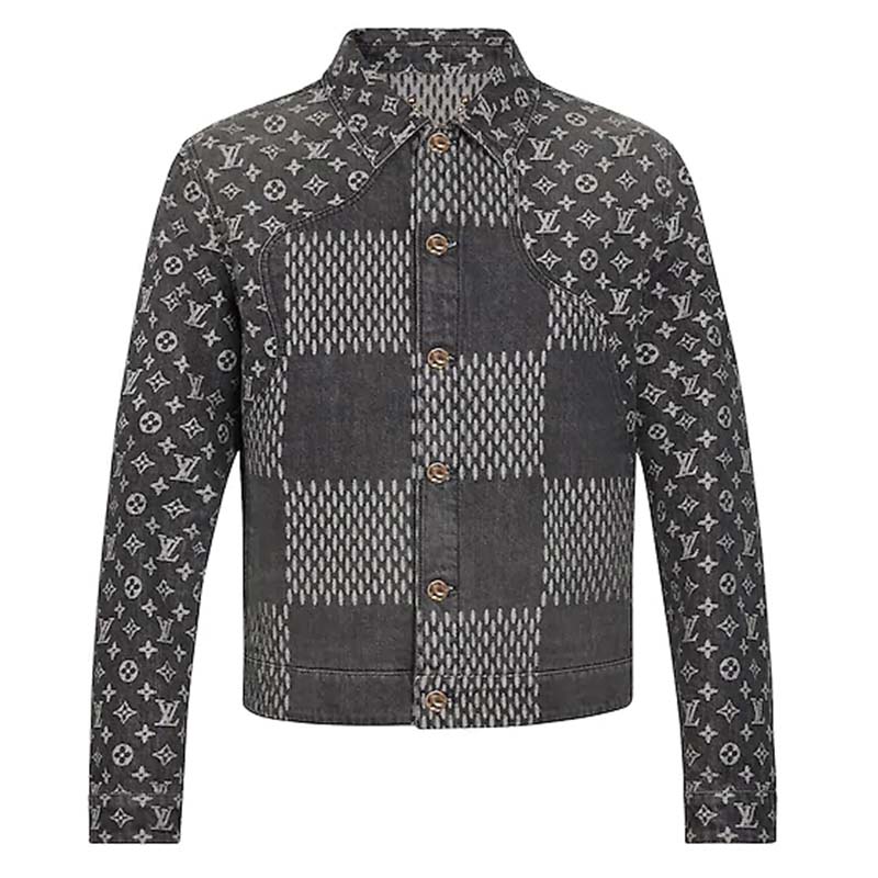 Louis Vuitton LV Men Giant Damier Waves Monogram Denim Jacket - LULUX