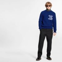 Louis Vuitton LV Men LV Intarsia Crewneck Regular Fit Wool-Blue