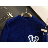 Louis Vuitton LV Men LV Intarsia Crewneck Regular Fit Wool-Blue